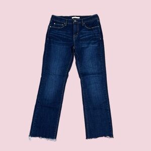 Levi’s 505 Straight Leg Jeans Raw Hem Dark Blue Women’s Sz 8